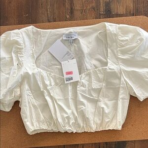 & Other Stories White Puff Sleeve Crop Top